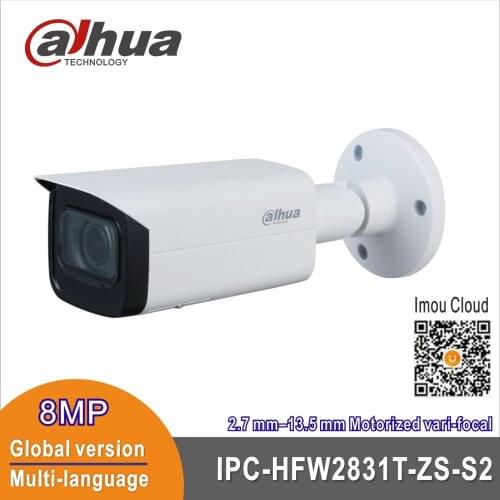 Free shipping Dahua 8MP IP Camera IPC-HFW2831T-ZS-S2 Bullet Network Camera IR 60m Motorized vari-focal 2.7 mm–13.5 mm lens