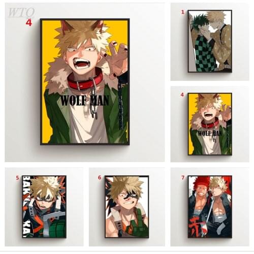 Boku No Hero Academia Bakugou Katsuki Canvas Painting Anime Posters Wall Posters Home Decor Wall Art Photos for Childrens Room