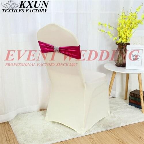 25 50 100pcs White Spandex Chair Cover With Bronzing Coated Chair Band Include Net Buckle For Wedding Event Decoration
