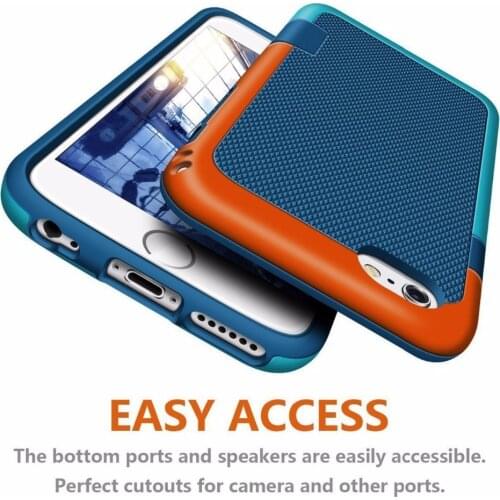 Phone Case for iphone 7 8 6 6S Plus Hybrid Impact 3 Color Shockproof Rugged Soft TPU Silicone + Hard PC Bumper Anti-slip Cover