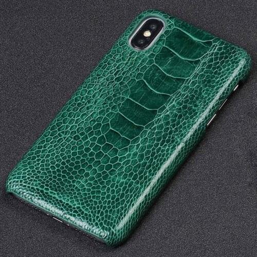100% Genuine Ostrich Leather Phone Case for iPhone X 11 Pro Max 12 Mini XR XS 12 Pro MAX 7 8 Plus 6s 6 5 SE 2 2020 Luxury Cover