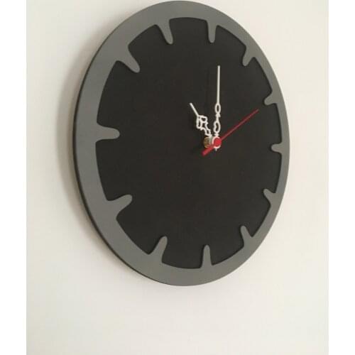 North Designed Black Rod (Soot Black) Decorative Wall Clock 30 Cm