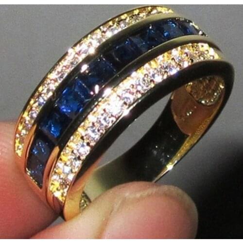 2019 Zirconia Sapphire Ring 18k Gold Flash Bague or Jaune Bizuteria for Jewelry Amethyst Diamante Anillos De Rings for Men