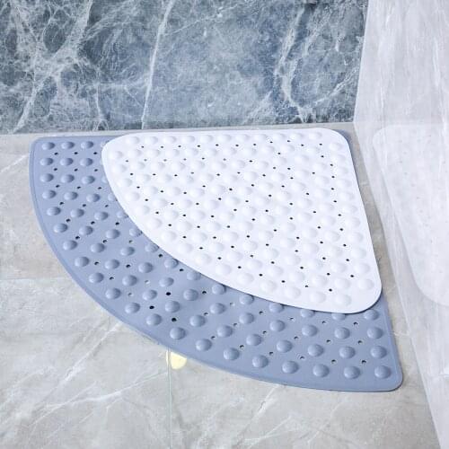 Bathroom Mat Non-Skid Shower Mat With Suction Cups Bathing Pad With Drain Holes Pvc Fan-Shaped Bathroom Non-Slip Mat Shower Mat