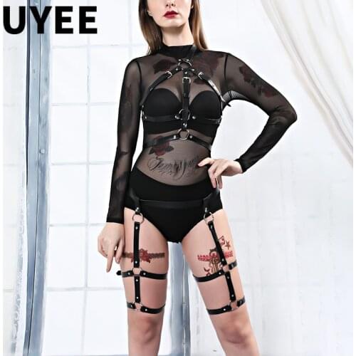 UYEE Leather Suspender For Women Harness Body Leg Garter Belt Gothic Garters Sexy Lingerie BDSM Bondage Strap Jertiyer Harajuku