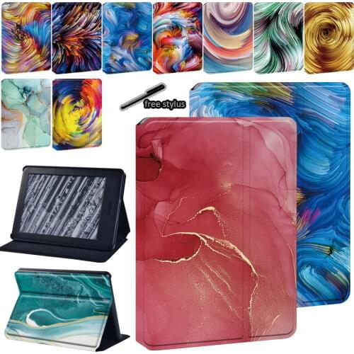 PU Leather Tablet Case for Amazon Kindle Paperwhite 1/2/3/4/Kindle 10th Gen 2019/Kindle 8th Gen 2016 Watercolor Print Pattern