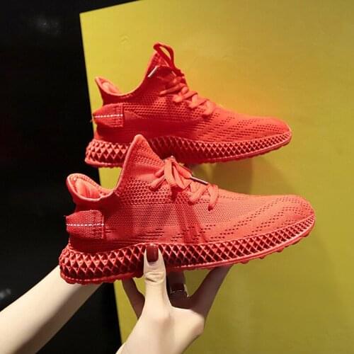 Fashion Spring Female Sneakers Women Shoes Korean Mesh Yellow Ladies Shoes Woman Lace Up Red Black Casual Shoes Breathable 554