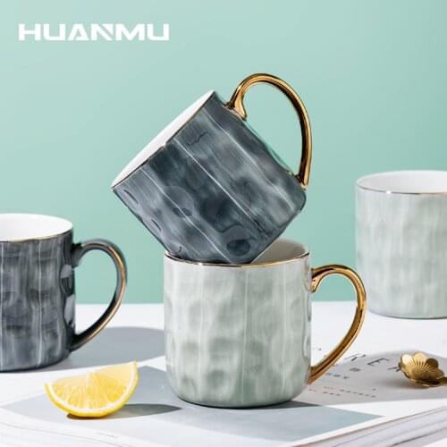 Gold Handle Mug European Ceramic Coffee Cup Home Drinking Water Cup Office Coffee Cup Latte Cappuccino Mug For Breakfast Gift