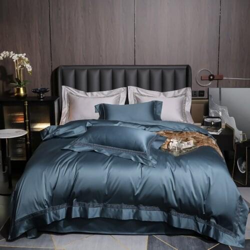 Light Extravagance High Brance High Density Long Staple Cotton Hollow Lace Bedding Set Duvet Cover Sheet King Queen 4 Pcs