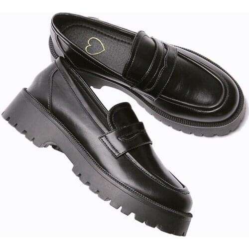 Boussac Black Punk Platform Women Loafers Round Toe Chunky Heel Vintage Shoes Women Slip on High Heel Women Pumps