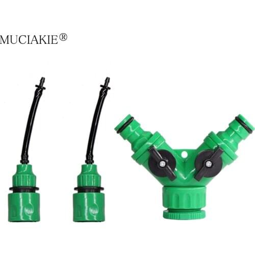MUCIAKIE 1PC Y Type Tap Connectors With Quick Adapter 1/2'' 3/4'' Thread to 8/11 3/5mm Hose Gardening Irrigation Tubing Fittings