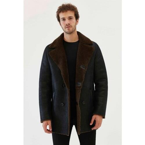2019 New Mens Drak Blue Shearling Jacket Turkey Sheepskin Coat Long Fur Jacket Mens Winter Coats
