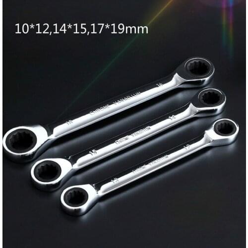 10*12,14*15,17*19mm One-way Double Headed Ratchet Wrench Set CR-V 72 Teech Universal Ratchet Spanner Hand Tools for Car