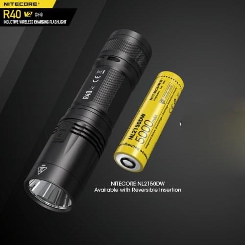 NITECORE R40 V2 1200 Lumens CREE XP-L2 V6 LED Inductive Wireless Charging Flashlight with NL2150DW 5000mAh Batter