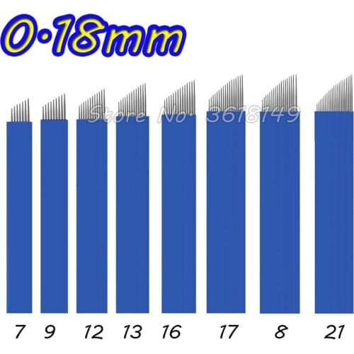 Extremely Thin 0.18mm Laminas Agujas Microblading Needles for Permanent Makeup Eyebrow Tattoo Needle Black Blades Microblade