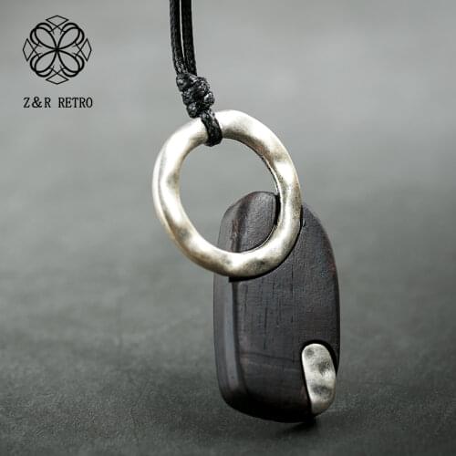 Unique Wooden Pendants Necklace Vintage Sweater Chains for Women Sandalwood Jewelry Handmade Female Girl Fashion Big Accessories