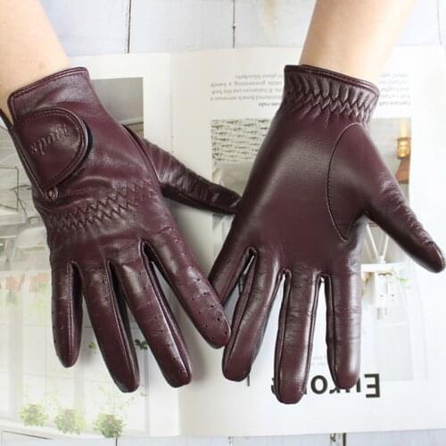 New leather unisex sheepskin gloves mens touch screen outdoor sports golf womens thin unlined driving riding gloves