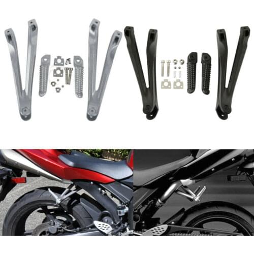 Motorcycle Rear Footrest Foot Pegs Bracket Set For Yamaha YZF R1 YZFR1 2004-2008 Matt Black Silver