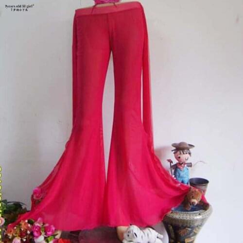 Belly Dance Popularity Of Taiwan Water Yarn Single-Layer Big Llounces Double-Side Lace Liared Pants CA30