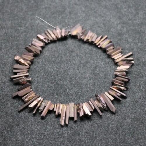 Approx 70pcs/strand Raw Brown Crystal Quartz Pendant, Drilled Point Pendants ,Rock Quartz Crystal Graduated Jewelry Making Beads