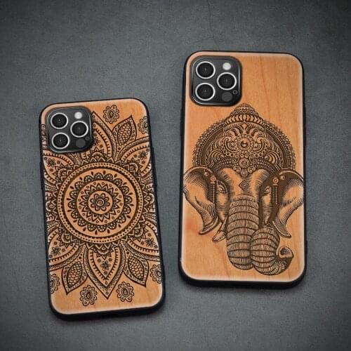 Shockproof Real Wood Phone Case For iPhone 12 Pro Max Case Luxury Cherry Wood Full Cover TPU Coque For iPhone 12 Mini 12 Funda