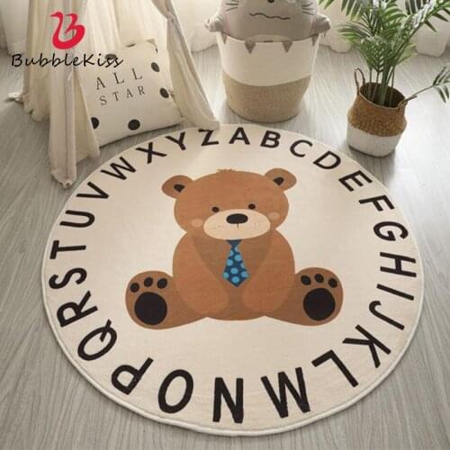 Bubble Kiss Fluffy Round Rug Thicker Lamb Wool Carpets For Living Room Cartoon Childrens Bed Room Decor Shaggy Bedside Pile Mat