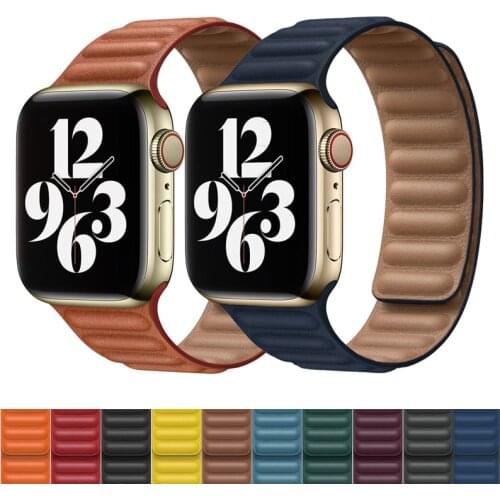 Leather Link for apple watch band 44mm 40mm iwatch band 42mm 38mm Strong Magnetic Loop strap for apple watch 5 6 SE 4 3 2 44 mm