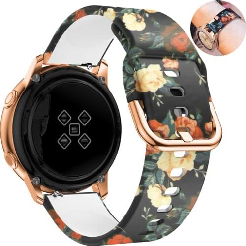 20mm watch band For Samsung Galaxy Watch active 2 42mm Gear S3 Printed silicone bracelet Amazfit bip huawei watch gt2 2e strap