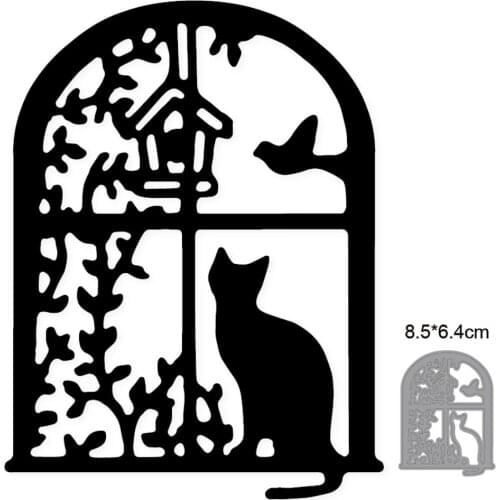 Cat by the window Halloween 2021 New Card Metal Cutting Craft Template DIY Scrapbook Paper Photo Album Embossed Paper Mould