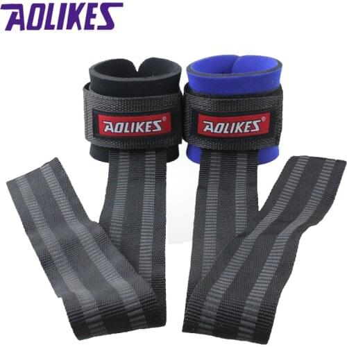 AOLIKES 1 Pair Gym Sport Wristband Fitness Dumbbells Training Wrist Support Straps Wraps With Hand Power Bands Horizontal Bar