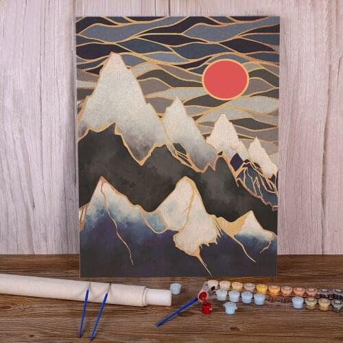 Modern Abstract Landscape Paint By Numbers Set Oil Paints 40*50 Picture By Numbers Photo Handmade For Kids Wholesale