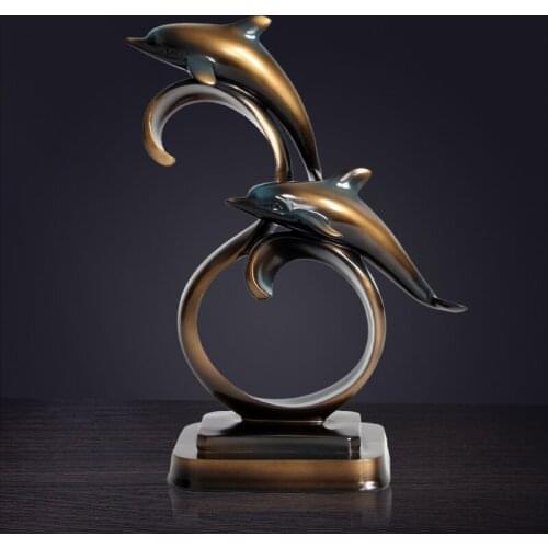MODERN RESIN DOLPHIN DECORATION CRAFTS HOTEL OFFICE DESKTOP FIGURINES ORNAMENTS HOME LIVINGROOM FURNISHING ARTWORK WEDDING GIFTS