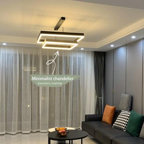 Modern LED Chandeliers For Living Dining Room Bedroom Nordic minimalist Square Indoor Hanging droplight Lighting Fixture