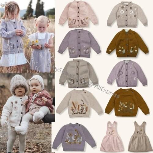 Baby Girls Sweaters 2021 Autumn Winter Shirley Brand Kids Boys Knitted Pullover Combed Cotton Toddler Cardigan Fall Clothes