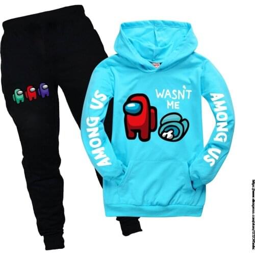 Among Us Hoodie + Pants 2Pieces/Set Baby Boys Clothes for Children Casual Outfits Infant Tracksuit 2021 Fall Kids Clothing