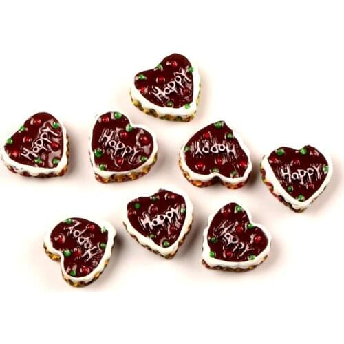 20Pcs Coffee Heart Cakes Resin Decoration Crafts Beads Frame Flatback Cabochon Scrapbook DIY Embellishments Accessories
