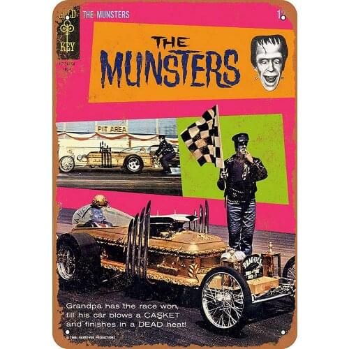 Vintage Decor Metal Tin Sign Munsters Drag-U-La Comic Road Sign Kitchen Fun Bar Kitchen Wall Sign Vintage Poster 20x30cm