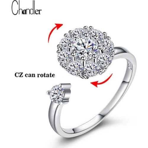 Chandler Rotate Rings Crystal Ring For Women Fashion Rotatable CZ Crystal Open Knuckle Toe Rings Wedding Jewellry
