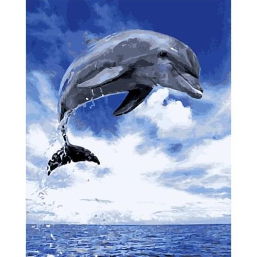 Needlework DIY DMC cross stitch painting 14CT unprinted dolphin embroidery Counted Cross-Stitch cotton thread,Christmas 928