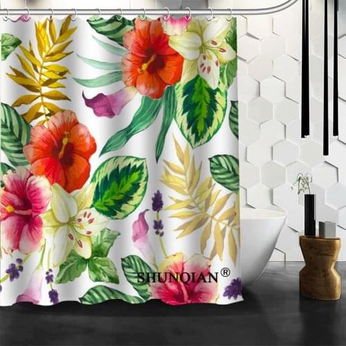 Custom Tropical Shower Curtain 12 Hooks For The Bathroom High Quality Polyester Fabric Bath Curtain 3D Printing