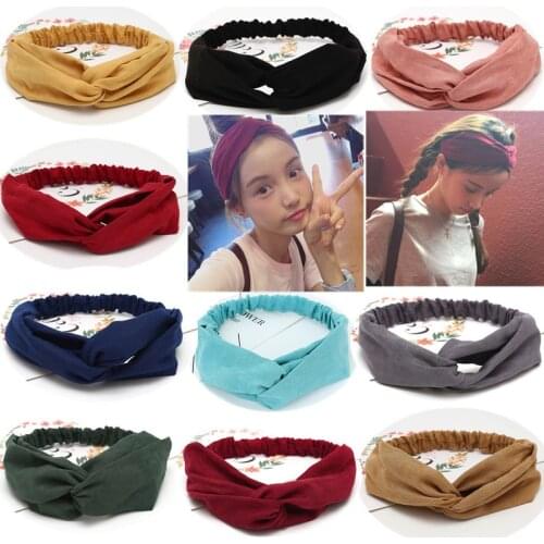 Women Suede Solid Headbands Turban Knot Elastic Hairbands Girls Knot Headdress Hair Wrap Accessories princess scrunchie clips