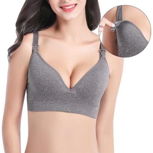 1pcs Women Fashion Seamless Solid Gray Sexy Bra Wire Free Front Open Bra Plus Size