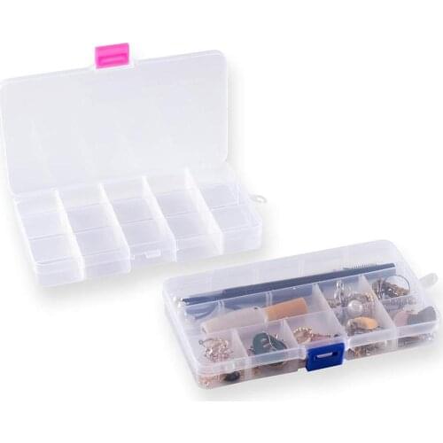 2Pcs 15-slot Portable Organizer Jewelry Fishing Tackle Container Storage Box Jewelry Fishing Tackle Container Storage Box