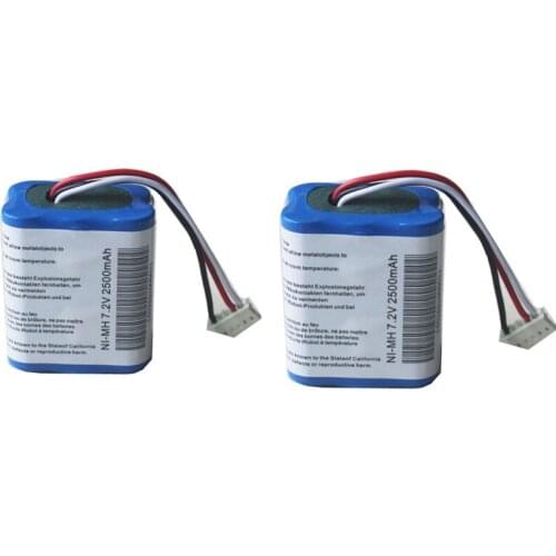 2PCS 2.5Ah 2500mAh Ni-MH 7.2V Rechargeable Battery for iRobot Roomba Braava 380 380T free shipping