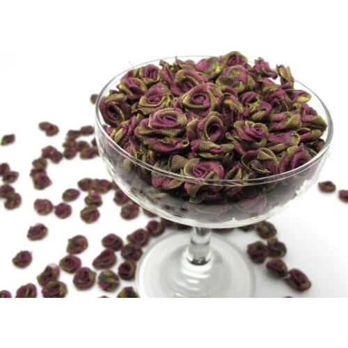 100 Pieces Chiffon Rose Flower Buds|Ombre Color|Purple|Flower Applique|Fabric Flower|Baby Doll|Craft Bow|Accessories Making