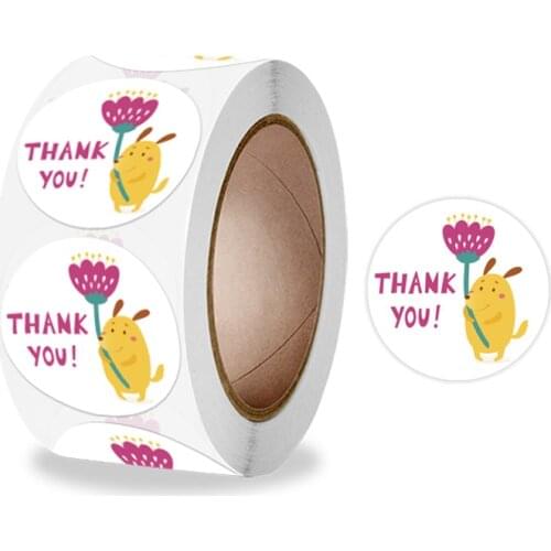 100-500 Pcs 1 Inch Fashion Flowers Thank You Stickers for Gift Card Package Party Wedding Wrapping Label Small Business