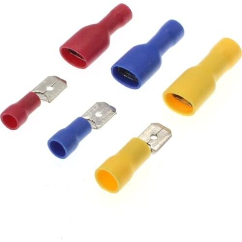 6.3MM FDFD MDD Male Female splice Spade Insulated Electrical Crimp Terminal Connectors Wiring Cable Plug