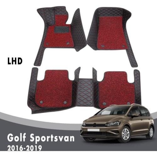 Car Floor Mats Carpets For Golf Sportsvan 2019 2018 2017 2016 Auto Luxury Double Layer Wire Loop Interior Rugs For Volkswagen vw