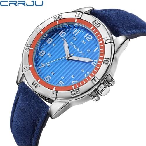 New CRRJU men watch fashion Quartz Wristwatches Creative Genuine Leather men sports watch relogio masculino Stylish Man Clock