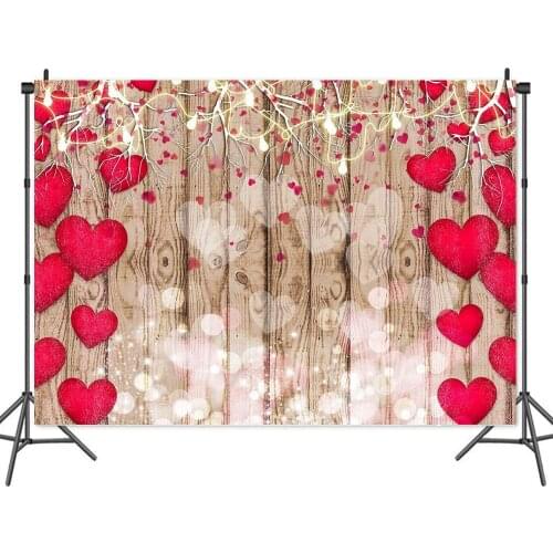 Wooden Board Flower Love Heart Shape Backdrops Photos Background Decor for Portrait Photography Photocall Studio Props